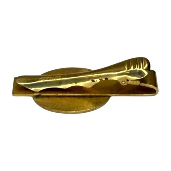 Vintage Anson Tie Clip Gold-Tone Oval Horse Carriage Steam Engine Design - Picture 4 of 7